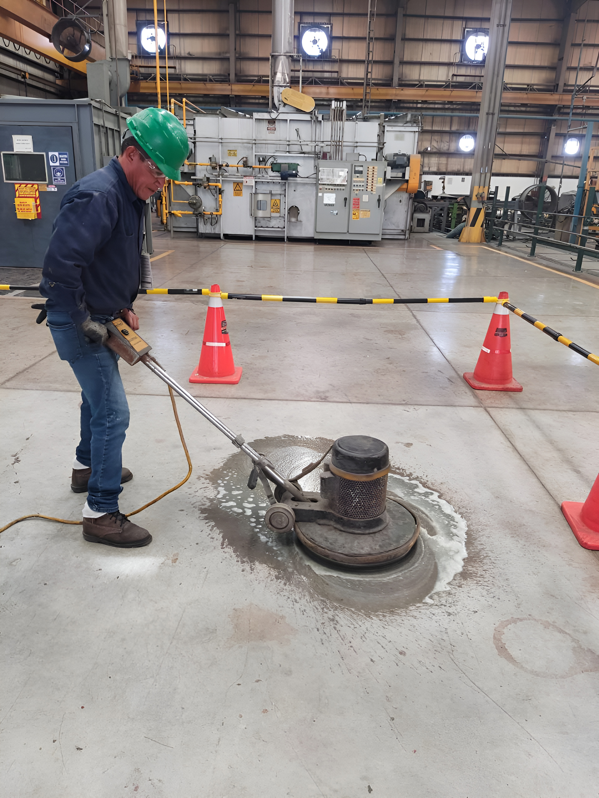 Limpieza con pértiga en planta