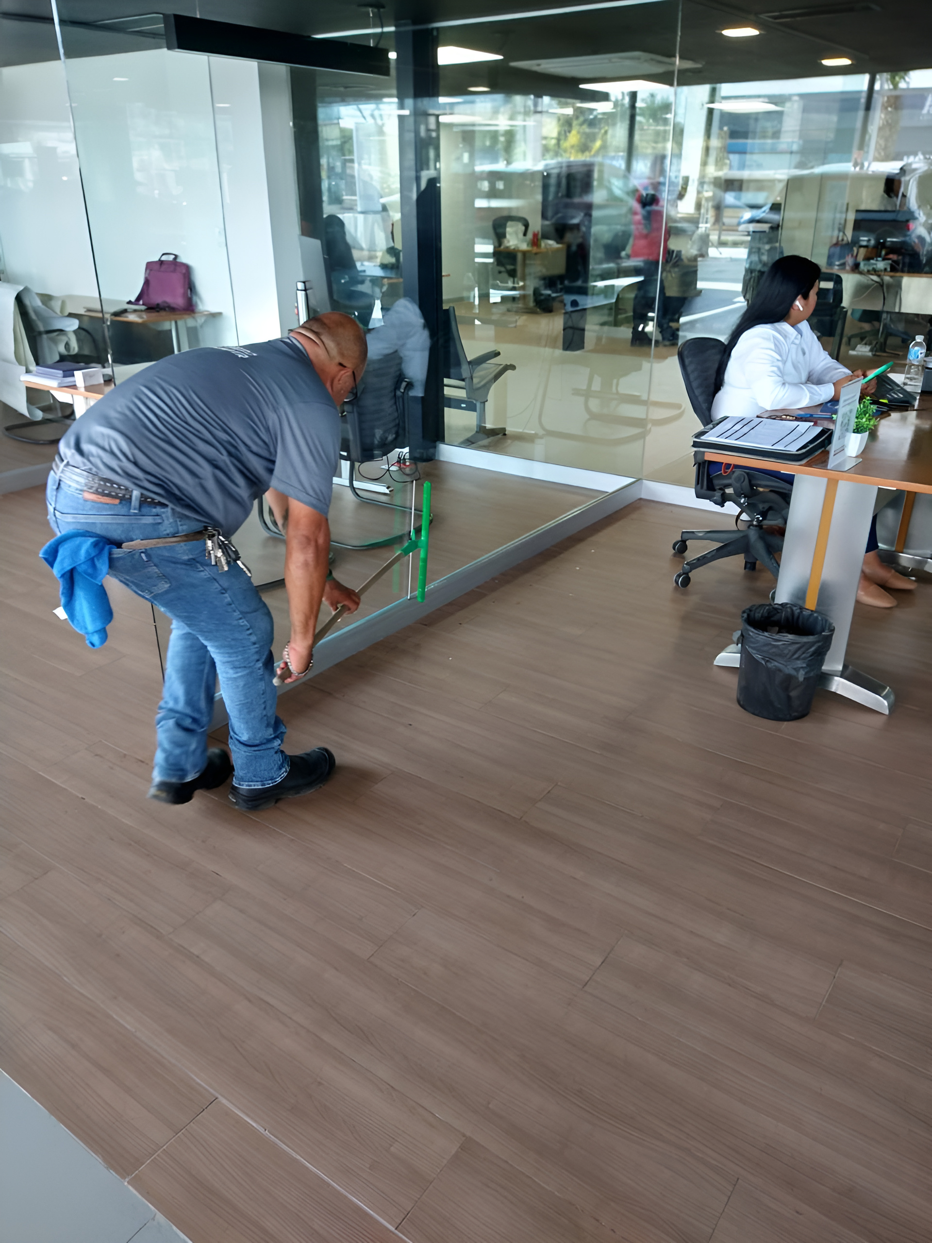 Limpieza de cristales en showroom